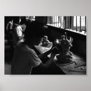 Vintage China Guilin stone sculpture workshop Poster