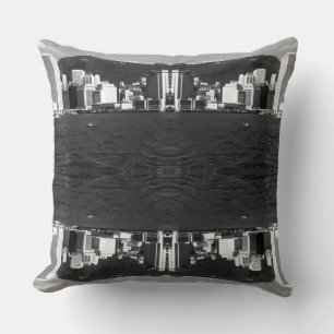 Vintage China Hong Kong bay Skyscrapers view Poste Cushion