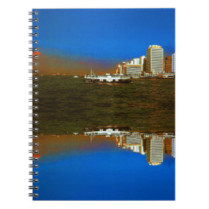 Vintage China Hong Kong boat skyscraper sea Notebook