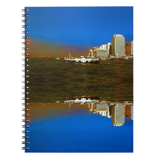 Vintage China Hong Kong boat skyscraper ​​sea Notebook (Front)