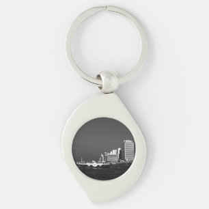 Vintage China Hong Kong boat skyscraper sea Post Key Ring