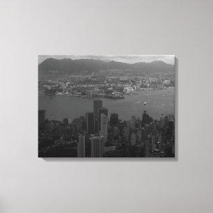 Vintage China Hong Kong City Skyscrapers overview Canvas Print