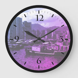 Vintage China Hong Kong houseboats river Watch Large Clock