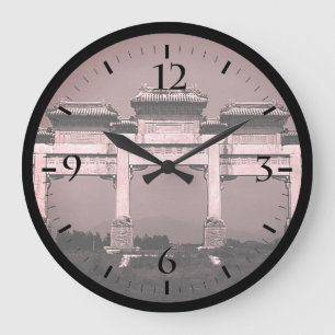 Vintage China Pekin gate ming tombs Large Clock