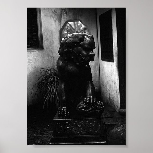 Vintage China Shanghai Yuyuan garden statue Poster (Front)