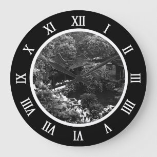 Vintage China Shanghai Yuyuan garden tourists Canv Large Clock