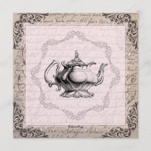 Vintage China Teapot Bridal Shower Tea Party Invitation