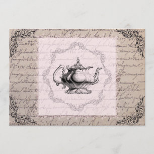 Vintage China Teapot Bridal Shower Tea Party Invitation