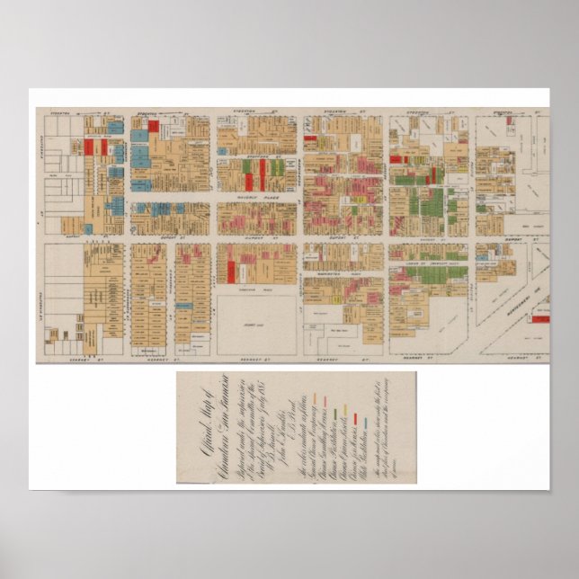 Vintage Chinatown San Francisco Map 1885 Poster (Front)
