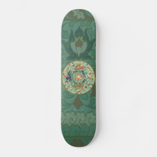 Vintage Chinese Blue Green Circle Skateboard