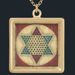 Vintage Chinese Chequerboard by Ethan Harper Gold Plated Necklace<br><div class="desc">Get your game on with this spectacular Chinese chequerboard painting by Ethan Harper. The piece has a very vintage feel,  as if it were patterned on a family heirloom. This would make a great gift for someone who loves board games!</div>