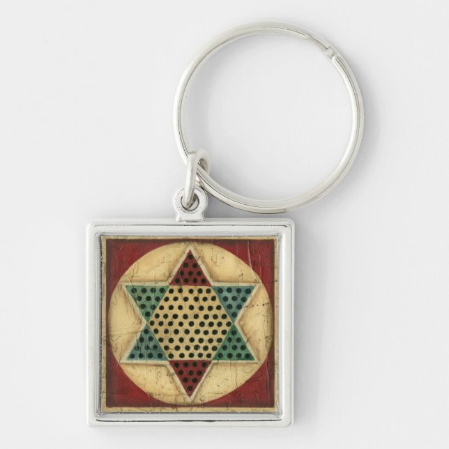 Vintage Chinese Chequerboard by Ethan Harper Key Ring (Front)