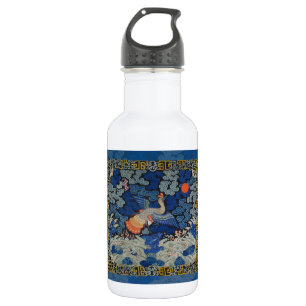 Vintage Chinese Crane Pattern: Imperial Blue 532 Ml Water Bottle