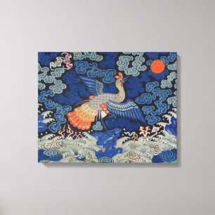 Vintage Chinese Crane Pattern: Imperial Blue Canvas Print