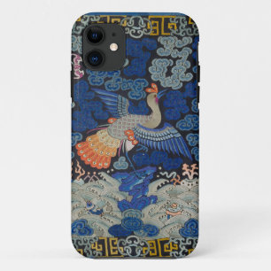 Vintage Chinese Crane Pattern: Imperial Blue iPhone 11 Case
