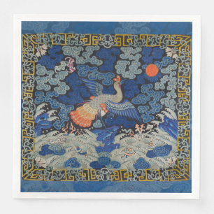 Vintage Chinese Crane Pattern: Imperial Blue Napkin