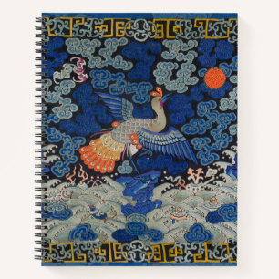 Vintage Chinese Crane Pattern: Imperial Blue Notebook