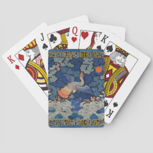 Vintage Chinese Crane Pattern: Imperial Blue Playing Cards