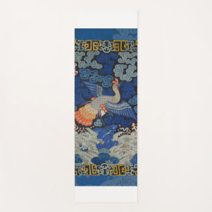 Vintage Chinese Crane Pattern: Imperial Blue Yoga Mat