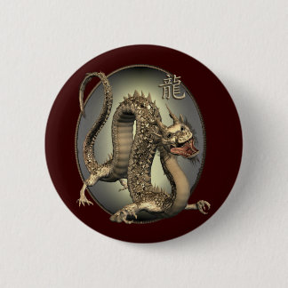 Vintage Chinese Dragon 6 Cm Round Badge