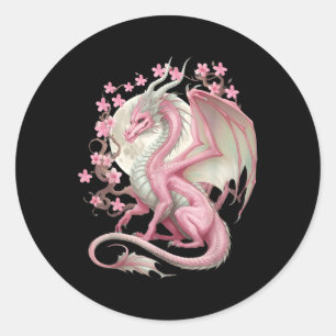 Vintage Chinese Dragon Asian Art Cherry Blossom Pi Classic Round Sticker