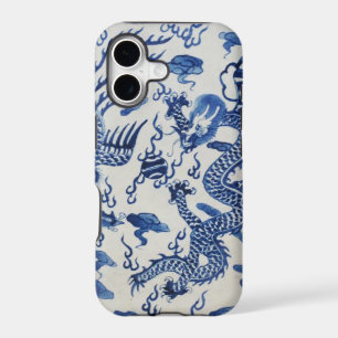 Vintage chinese dragon chinoiserie monaco blue