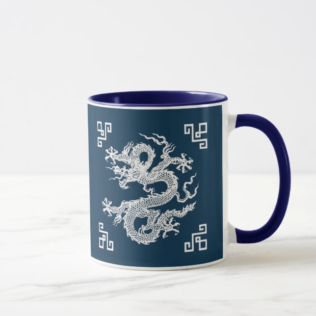 Vintage Chinese Dragon in White Mug (Right)
