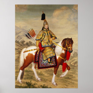 Vintage Chinese Emperor in Golden Armour Art Poster