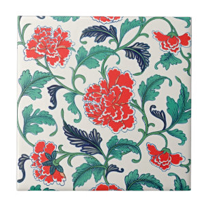 Vintage Chinese Floral Ornament Tile