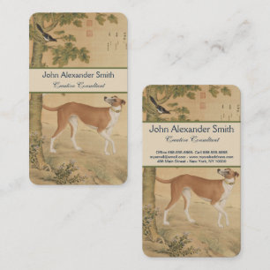 Vintage Chinese Greyhound Dog & Bird Art Business Card