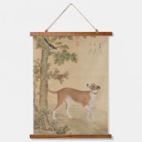 Vintage Chinese Greyhound Dog & Bird Art