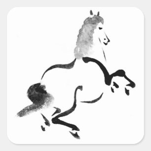 Vintage Chinese Horse Square Sticker