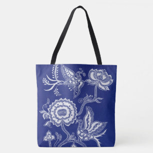 Vintage Chinese Indigo Batik Tote Bag