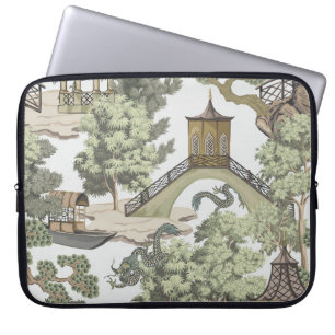 Vintage Chinese landscape seamless pattern. Chinoi Laptop Sleeve