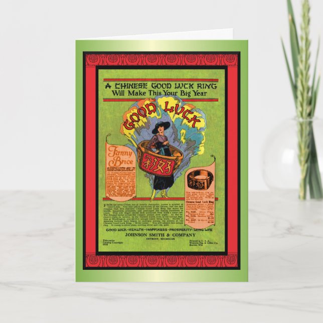 Vintage Chinese New Year Good Luck Holiday Card (Front)