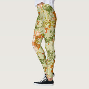 Vintage Chinese Ornament Jones Flowers   Leggings