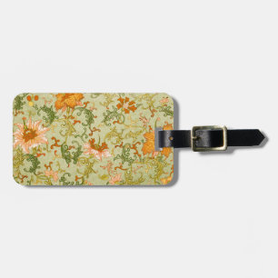 Vintage Chinese Ornament Jones Flowers Luggage Tag