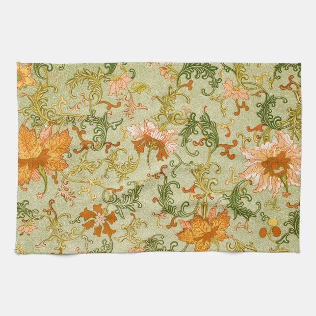 Vintage Chinese Ornament Jones Flowers   Tea Towel (Horizontal)