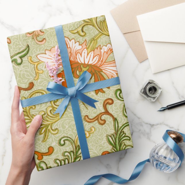 Vintage Chinese Ornament Jones Flowers   Wrapping Paper (Gifting)