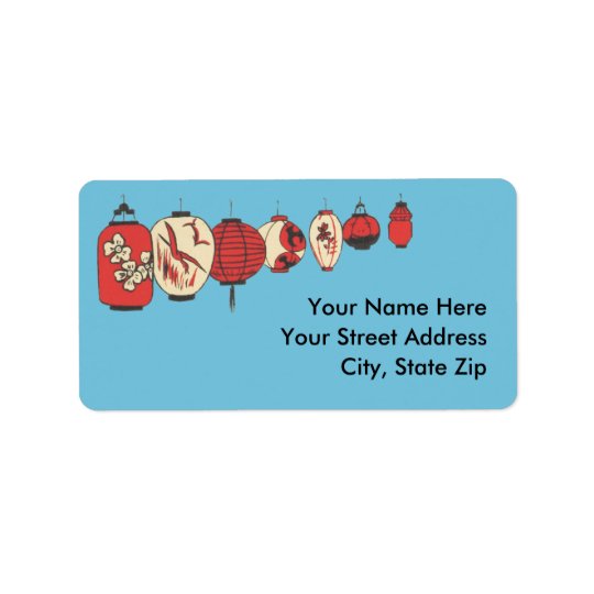 Vintage Chinese Paper Lantern Address Labels