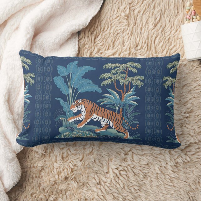 Vintage Chinese Porcelain Tiger Bedspread Lumbar Cushion (Blanket)