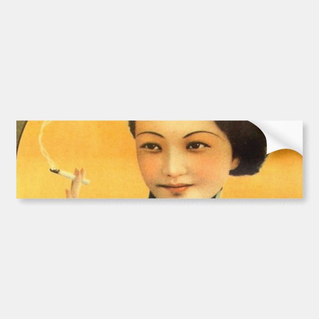 vintage chinese poster old shanghai woman bumper sticker (Front)