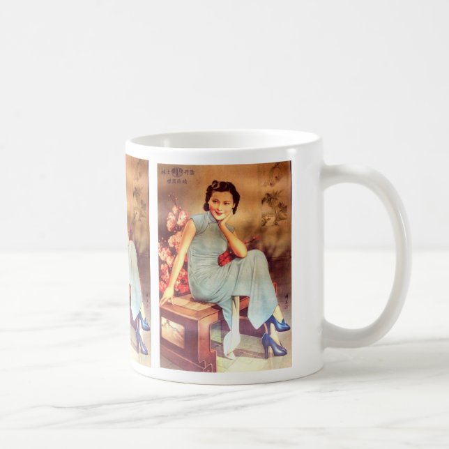 vintage chinese poster old shanghai woman coffee mug (Right)