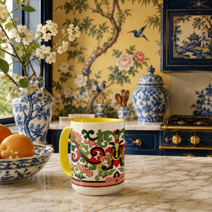 Vintage Chinese Scrolling Foliage Mug