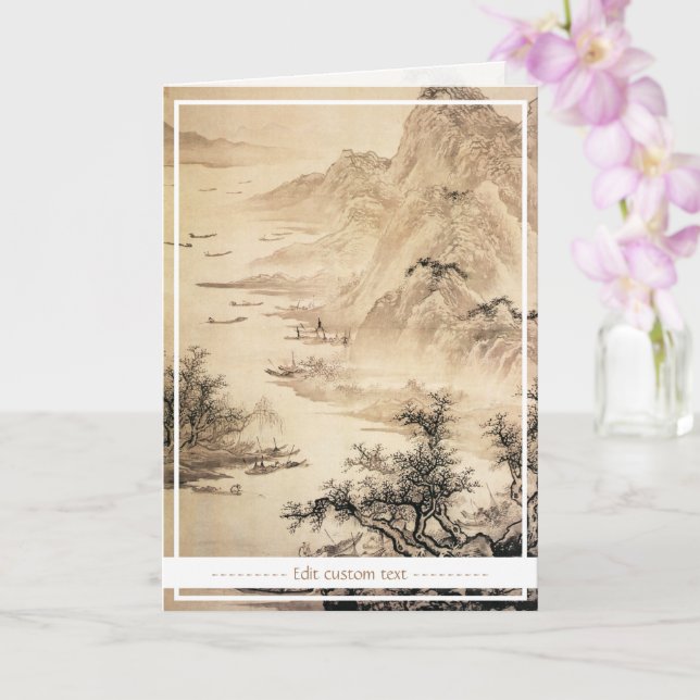 Vintage Chinese Sumi-e painting landscape scenery Card (Orchid)