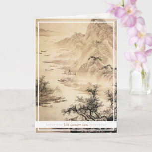 Vintage Chinese Sumi-e painting scenery Card