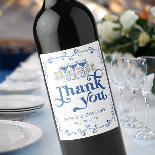 Vintage Chinoiserie Antique Frame wedding Wine Label