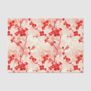 Vintage Chinoiserie Asian Floral Red Decoupage Tissue Paper
