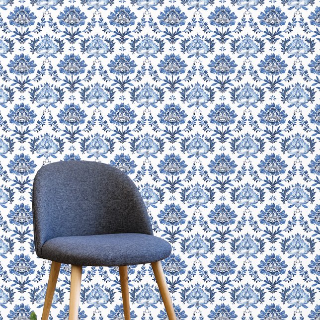 Vintage Chinoiserie Blue White Asian Floral  Wallpaper (Creator Uploaded)