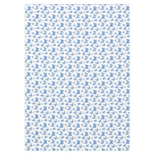 Vintage Chinoiserie Blue White Butterfly Roses Tablecloth